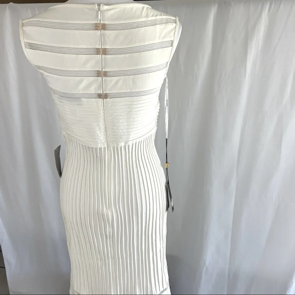 💕Host Pick💕 Tadashi Shoji Ivory Jersey Mesh Illusion Gown Dress Retail $650